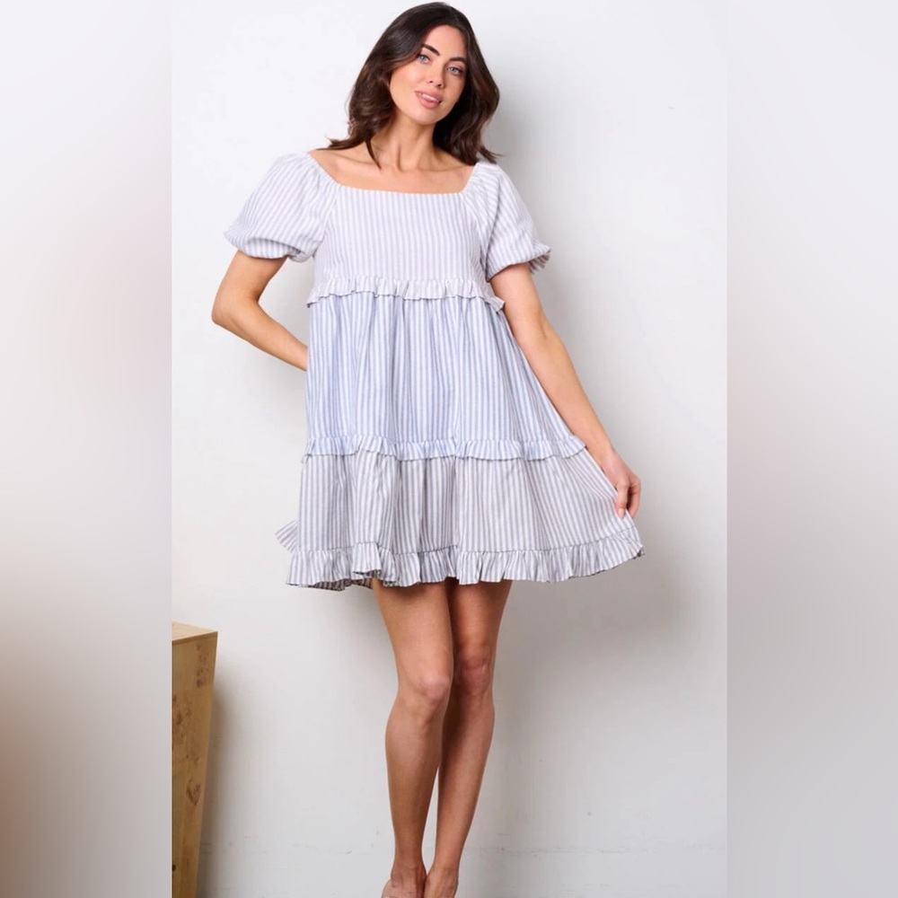 Jasmine- short puff sleeve fit and flare dress